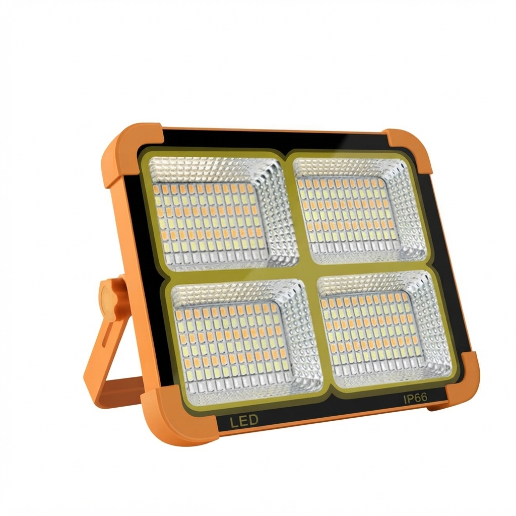 چراغ خورشیدی سولار ۴ باتری ۲۸۸ LED ضدآب IP66 به همراه پنل شارژ خورشیدی و کابل USB